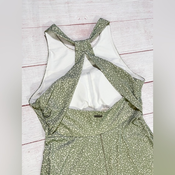 Prana Jewel Lake Summer Dress - S - Juniper Green Sharkstooth Midi High Neck - Picture 7 of 16